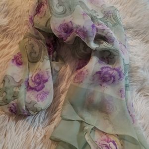 Vintage Albert Nipon scarf purple green long